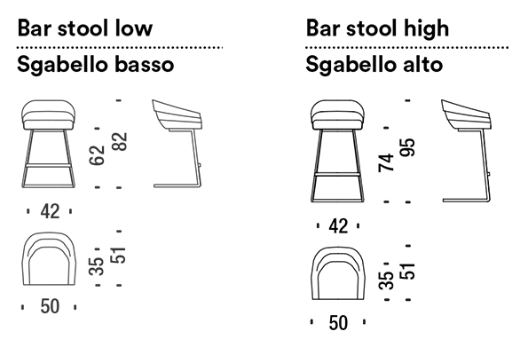 Taburete Rift Moroso medidas