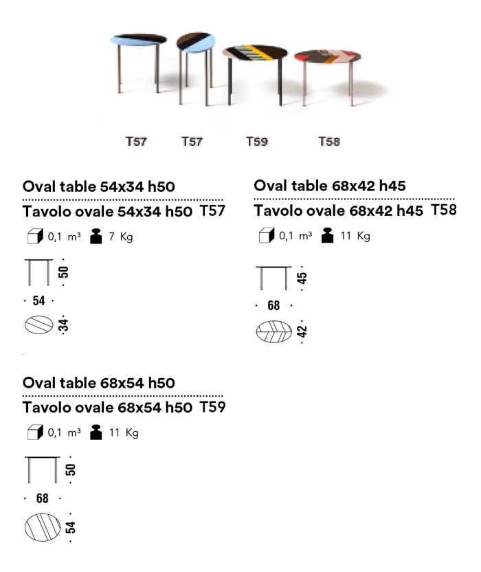 Mesa de centro Fishbone Moroso acabados y medidas