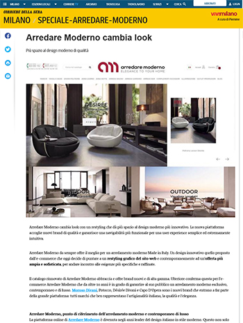 corriere della sera sobre arredare moderno