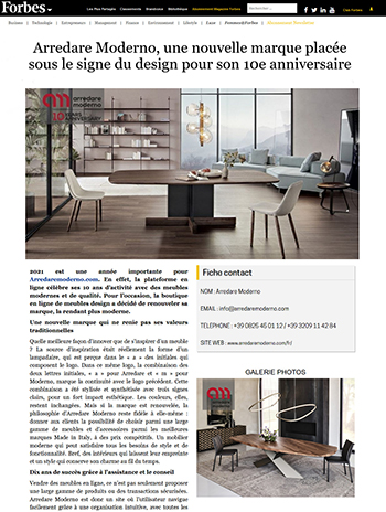 forbes sobre arredare moderno