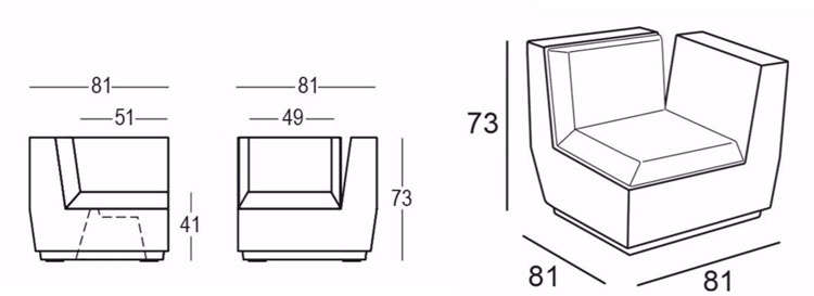 Sillon Big Cut Corner Plust dimensiones