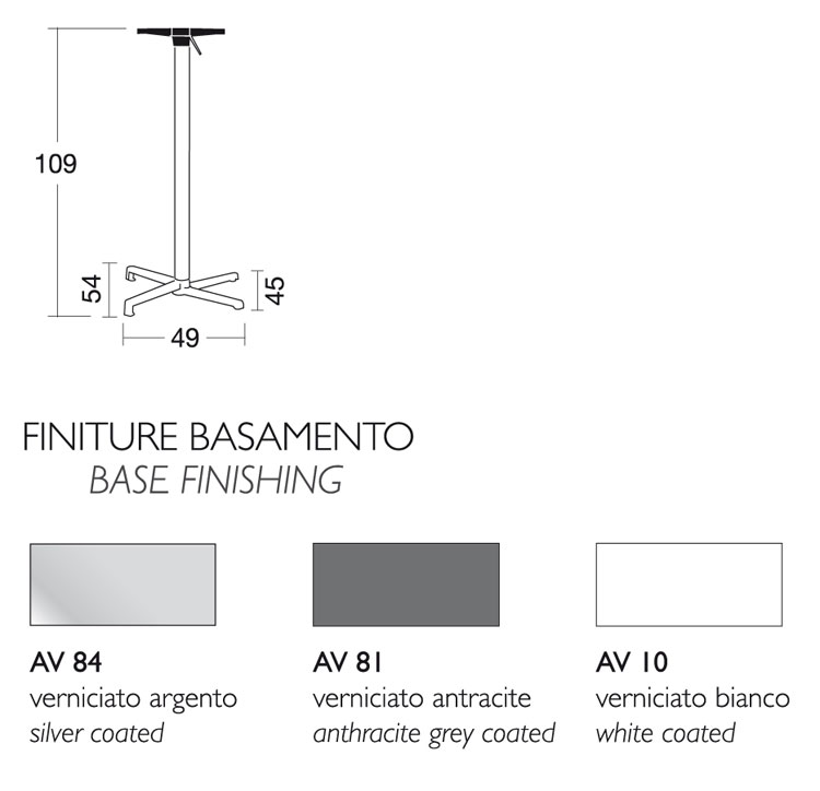 Dimensiones de la Mesa de Bar Domino Scab H.110