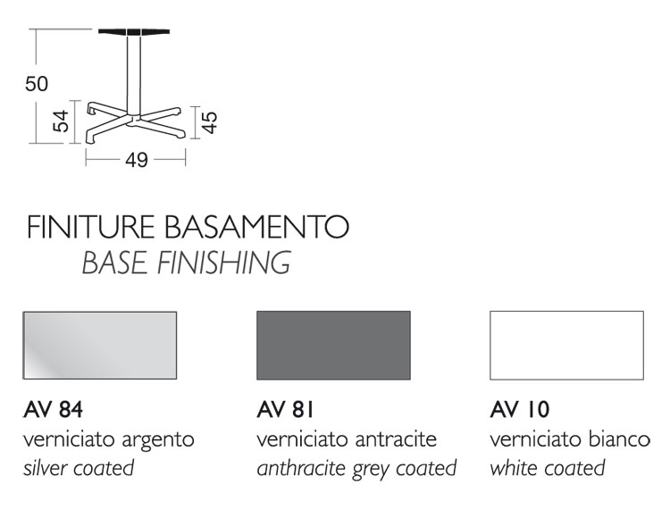 Dimensiones de la mesa de bar fija Domino Scab H.50
