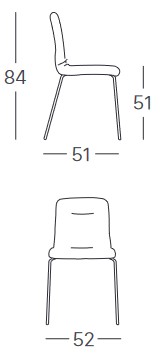 Dimensiones y terminaciones de la silla Alice Pop