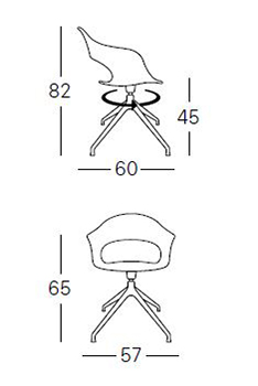 Dimensiones de la Silla Lady B Pop con Patas Giratorias