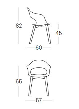 Dimensiones de la Silla Natural Lady B de Scab Design