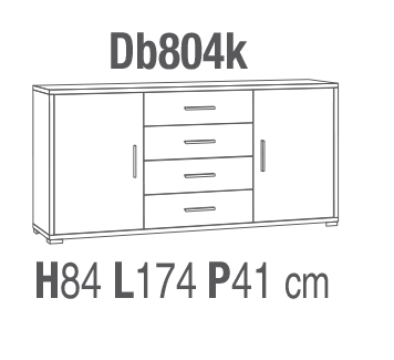 mobile 2 ante 4 cassetti Db804k scheda tecnica