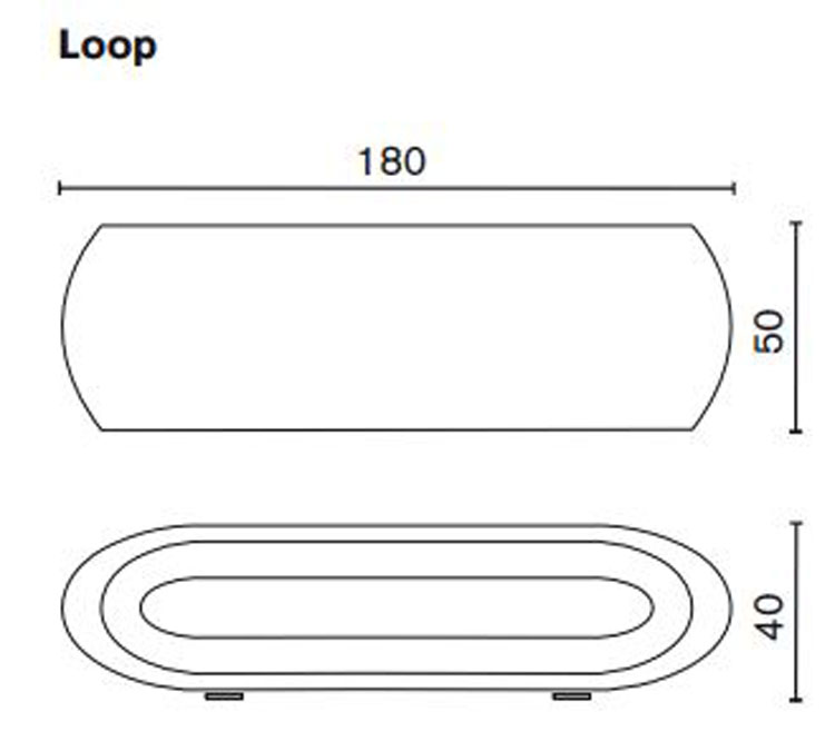 Banco Loop Serralunga bicolor medidas