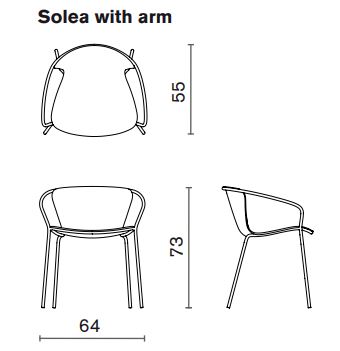 Silla Solea Serralunga con reposabrazos medidas