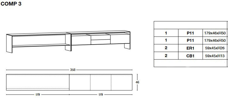 Mueble TV WG Tonelli Design medidas