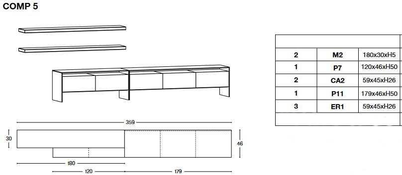 Mueble TV WG Tonelli Design medidas