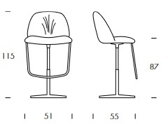 Dimensiones del Taburete Anemos de Tonin Casa