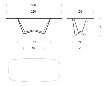 Medidas de la mesa Reverse Artistic Glass Tonin Casa