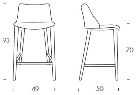 Sgabello Agata Wood Tonin Casa dimensioni