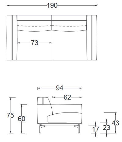 Dimensiones del sofá Wilson Twils