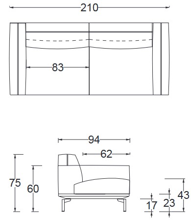 Dimensiones del sofá Wilson Twils