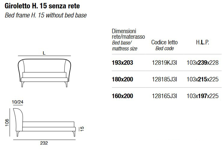 Dimensiones de la Cama Carnaby Twils Matrimonial